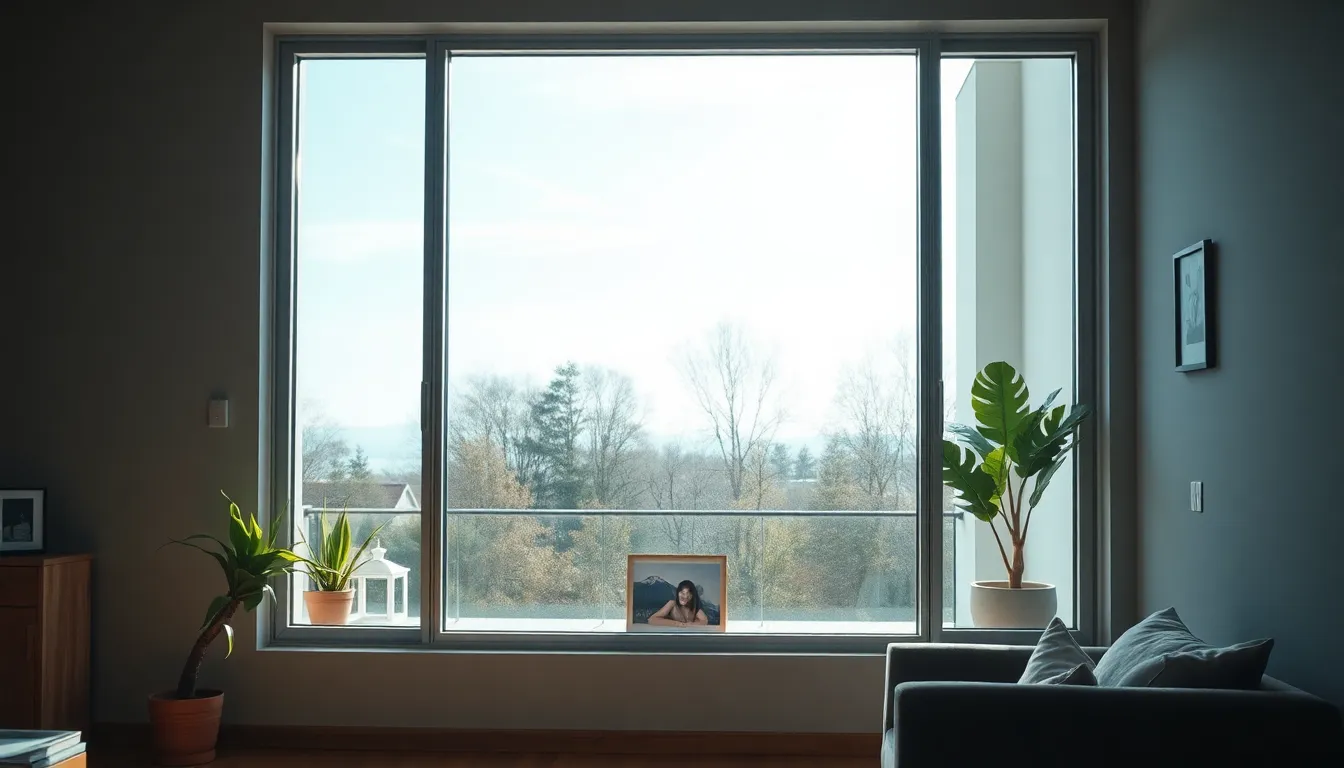 Fenêtre en aluminium moderne dans un intérieur contemporain lumineux, mettant en valeur l'apport de lumière naturelle.