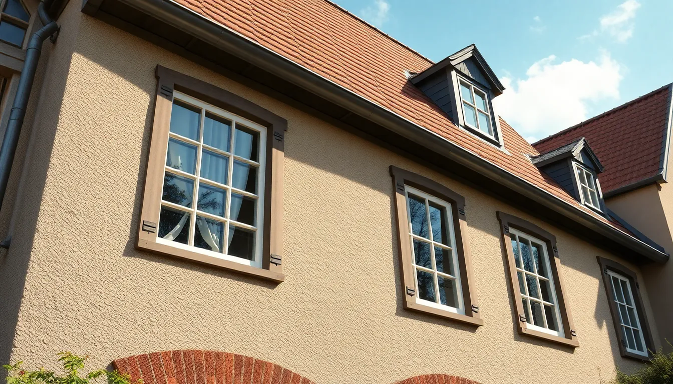 Façade d'une maison traditionnelle avec fenêtres à tabatière, intégrées harmonieusement et mettant en valeur le charme architectural.