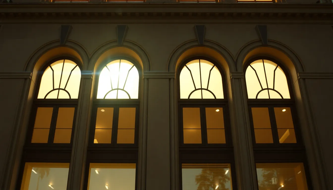 Façade moderne avec fenêtres en arc, illustrant l'élégance et le caractère architectural.