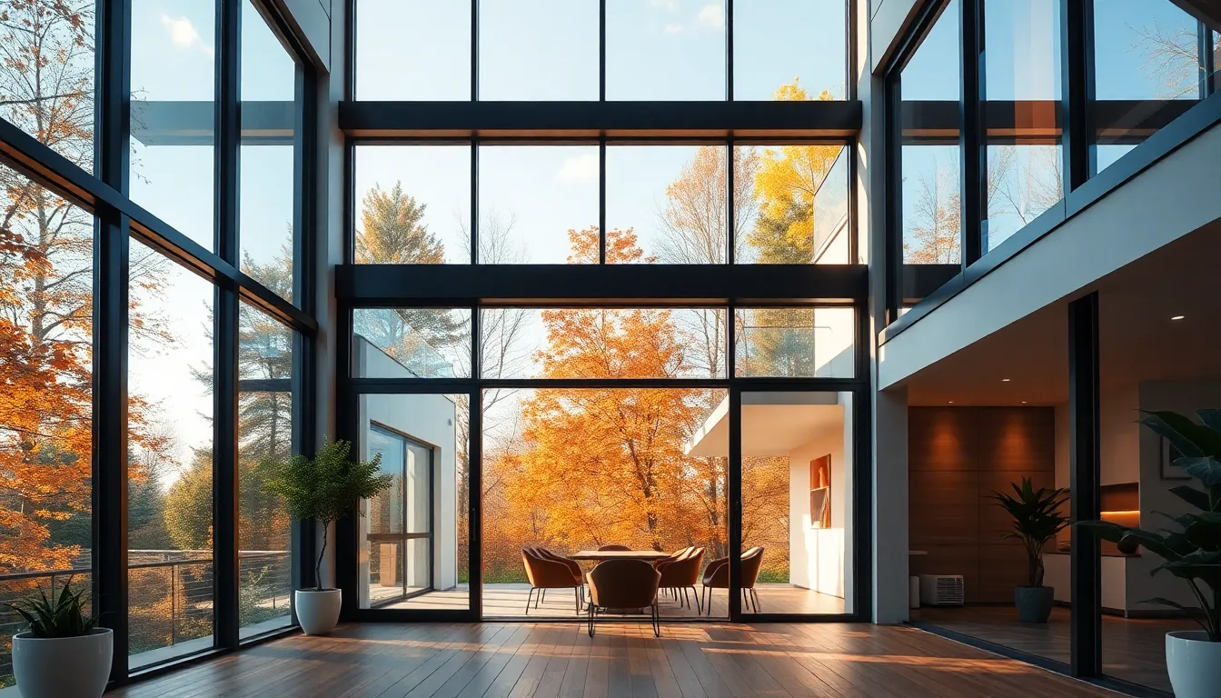 Maison contemporaine avec fenêtres en aluminium, mettant en valeur des éléments modernes et lumineux.