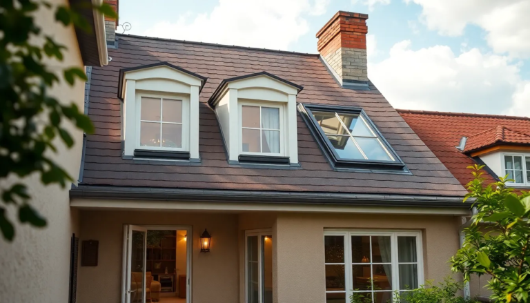 Toit traditionnel avec fenêtres à tabatière intégrées, illustrant l'éclairage naturel et la ventilation dans une maison.